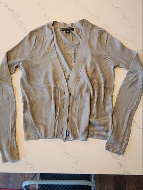 Banana Republic Ribbed Button Cardigan - Gray